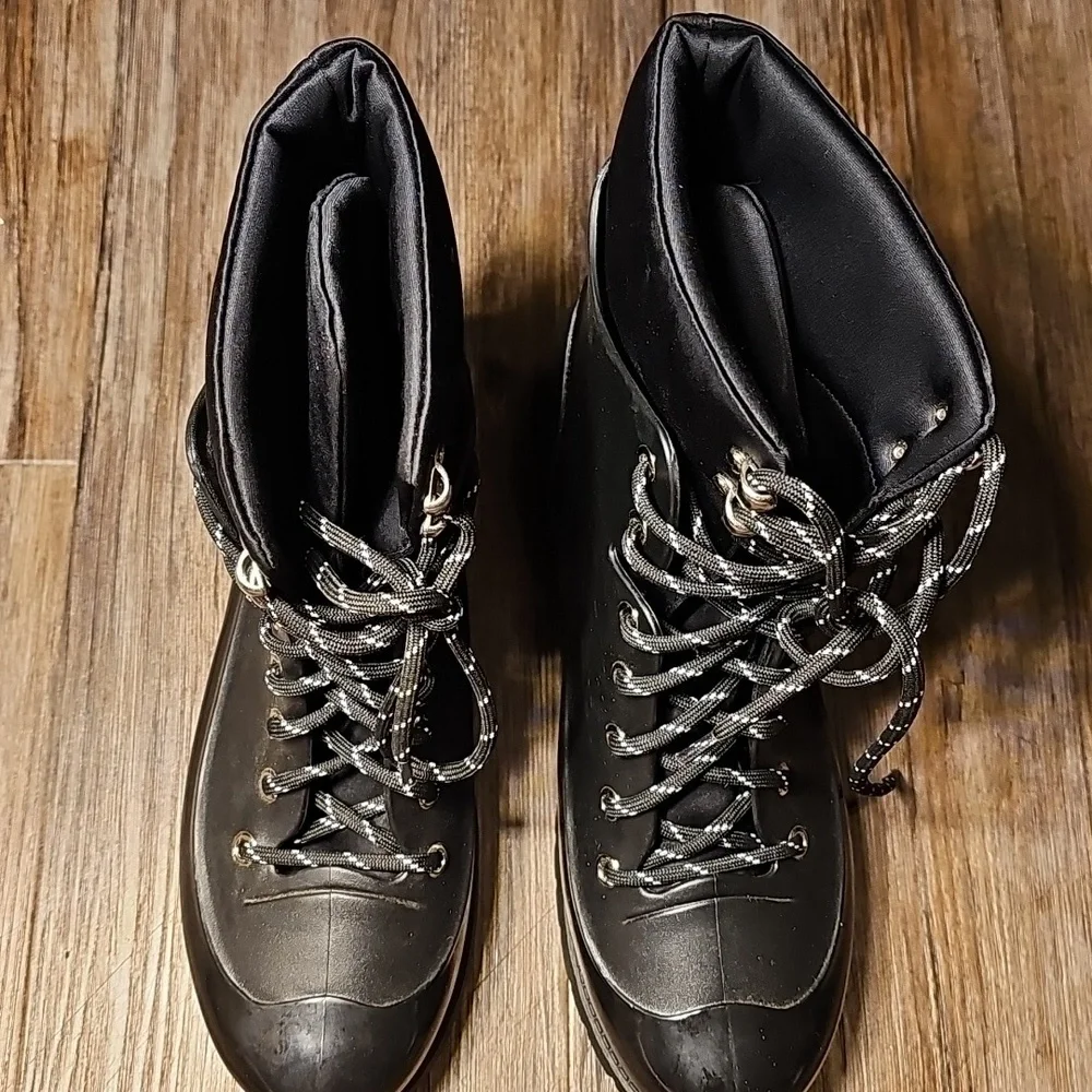 Womens Jeffrey Campbell Black Lace-Up Rain Boots Sz 9 - Picture 2 of 7